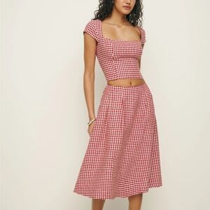 Reformation Savannah Linen 2 piece set skirt & baby crop